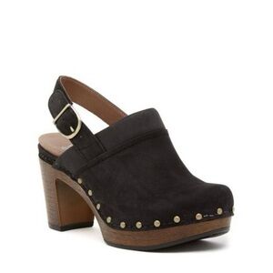 Dansko black suede slingback clog